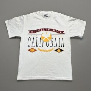 Vintage Hollywood California T-Shirt M Hanes USA Movie Graphic Souvenir Y2K